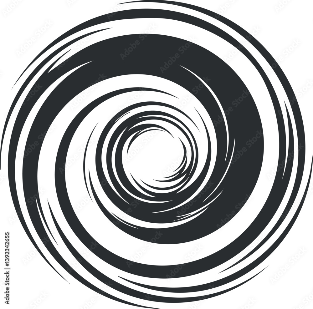 Abstract black and white spiral design creating a dynamic swirling pattern. Abstract black and white spiral design creating a dynamic swirling pattern.