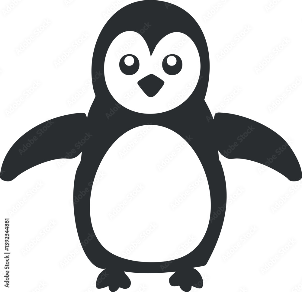 Cute cartoon penguin illustration with a friendly expression, perfect for design and art projects. Cute cartoon penguin illustration with a friendly expression, perfect for design and art projects.