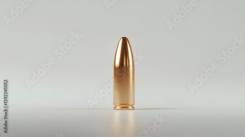 a close up of a bullet on a white surface
