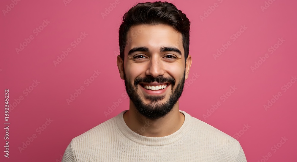 Obraz premium Radiant Smile, Pink Hues AI Generated