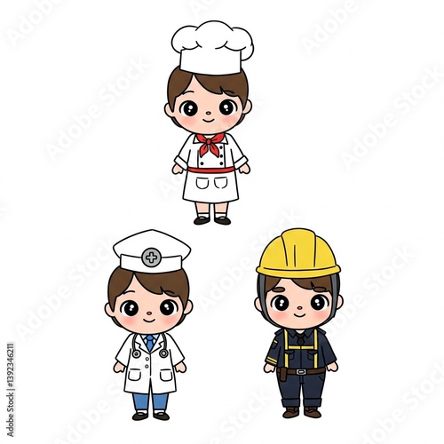 set of funny cartoon chef