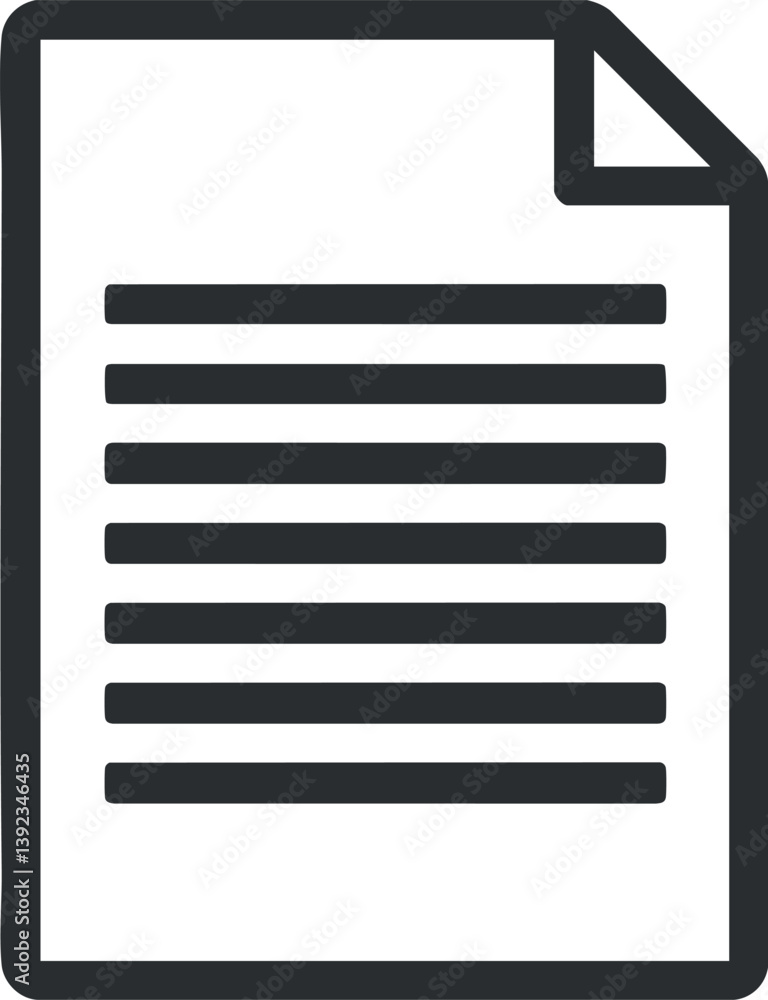 Simple black and white document icon representing a file or piece of paper. Simple black and white document icon representing a file or piece of paper.