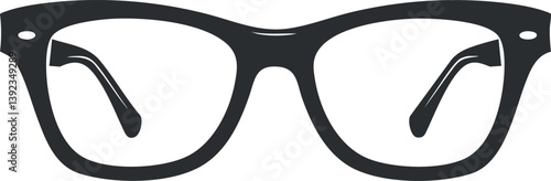 Illustration of a classic black eyeglass frame showcasing a simple and stylish design.