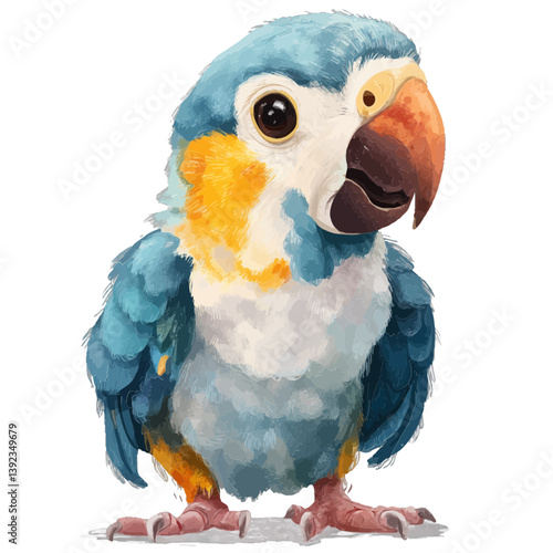 Azure Parrot Portrait: A charming and vibrant illustration of a captivating azure parrot with its striking blue plumage and endearing gaze. 