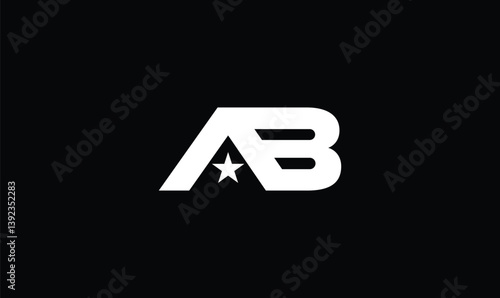 Letter AB logo vector, AB logo with star, modern ab logo design with star