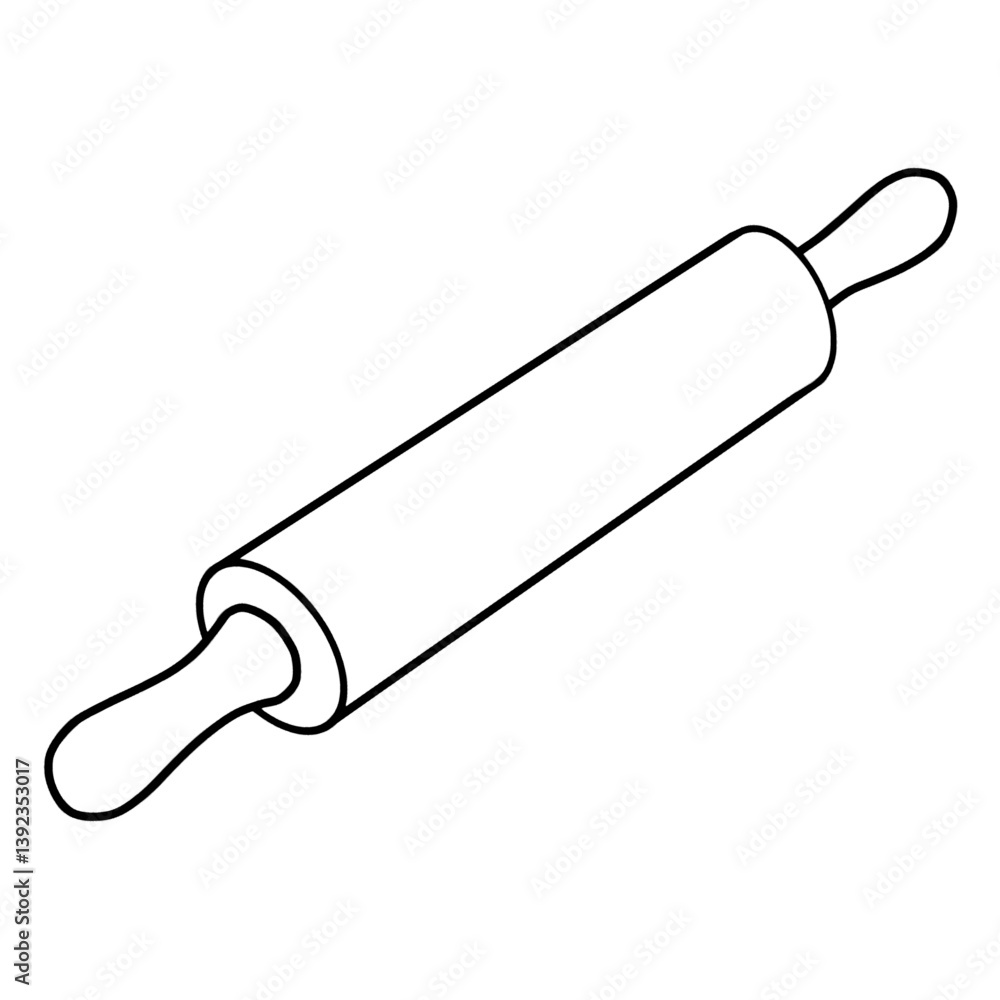 Simple Rolling Pin Vector Illustration in Black and White Simple Rolling Pin Vector Illustration in Black and White