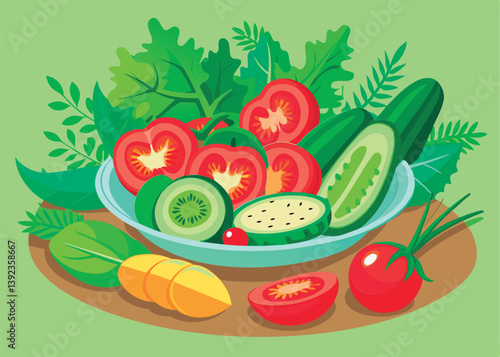 Colorful vegetable salad in a plate.
