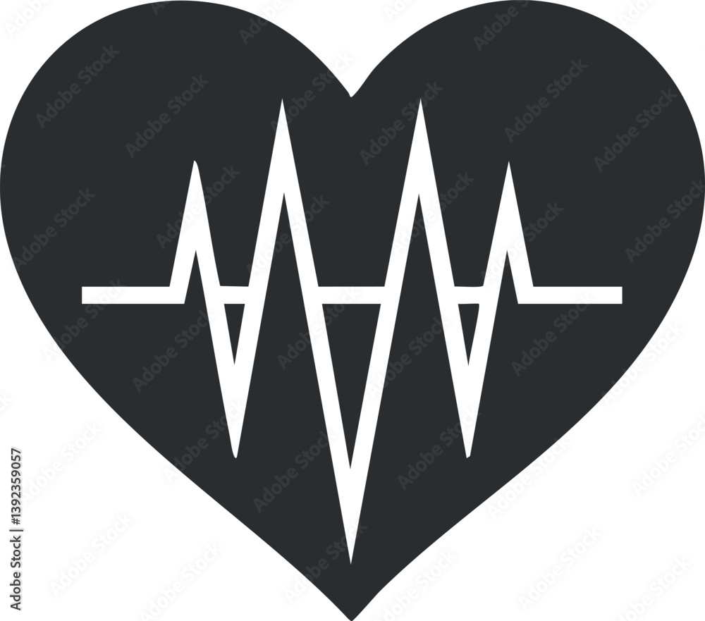 A black heart icon with a white heartbeat line symbolizing health and cardiology. A black heart icon with a white heartbeat line symbolizing health and cardiology.