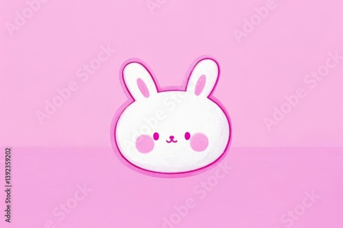 there is a white rabbit with pink eyes on a pink background