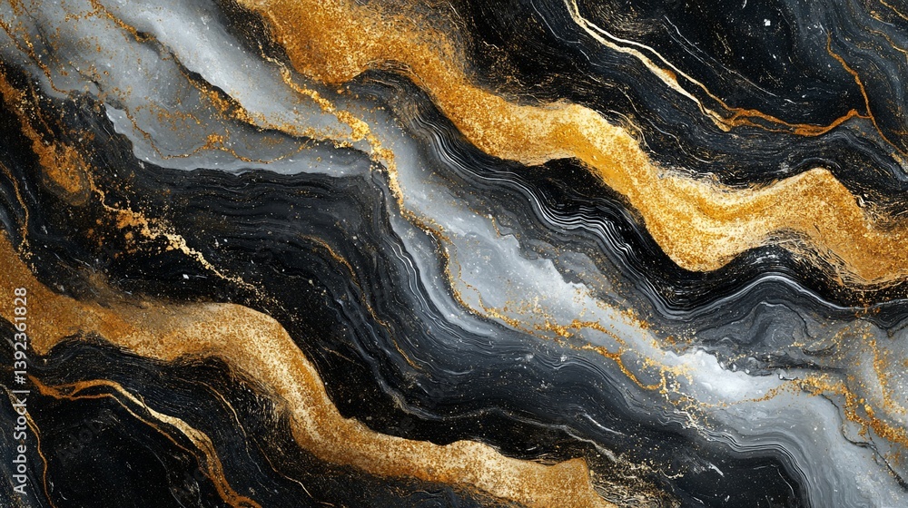 Obraz premium Abstract marble texture with gold accents, conveying a sense of luxury and depth