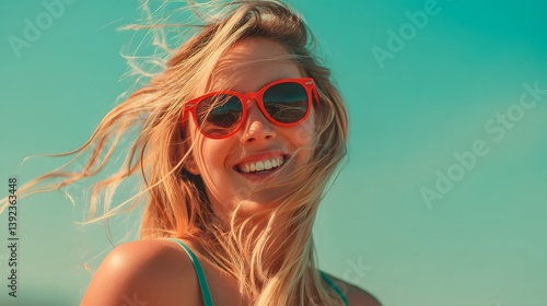 Cheerful woman on summer vacation