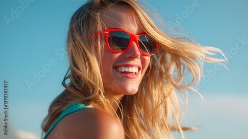 Cheerful woman on summer vacation