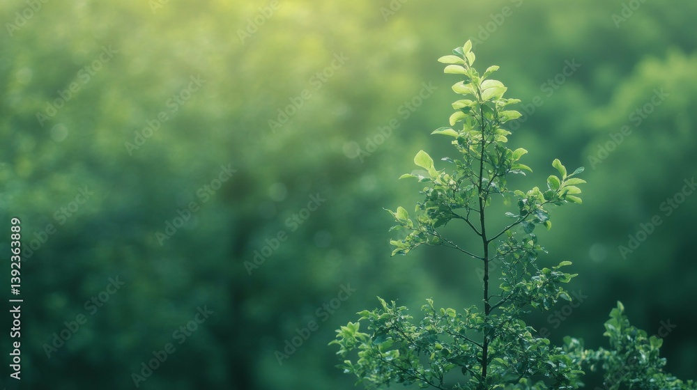 Fototapeta premium Sapling Growing in a Lush Green Forest on a Sunny Day