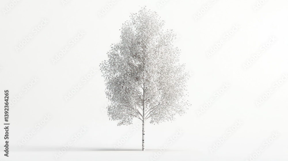 Obraz premium Isolated White Birch Tree on White Background