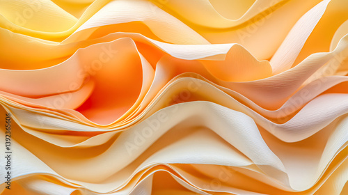 Abstract Wave Pattern of Peach and Cream Crepe Paper.