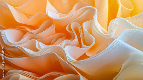 Abstract Swirling Peach and White Paper Texture