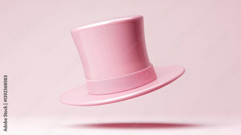 Pink Top Hat Floating on Pastel Background Pink Top Hat Floating on Pastel Background