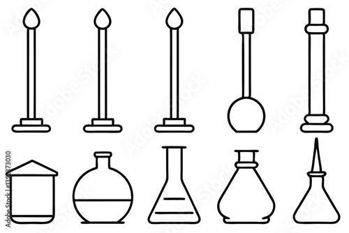 Titration Setup Line Art Depicting Accurate Chemical Reaction Proces