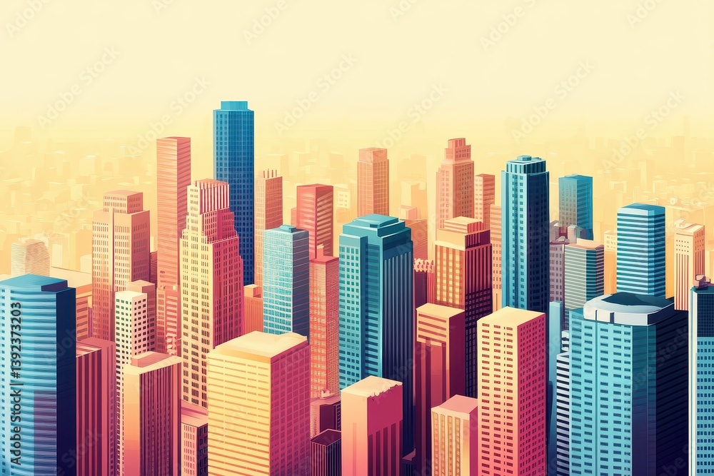 An aerial view of a cityscape with tall skyscrapers An aerial view of a cityscape with tall skyscrapers