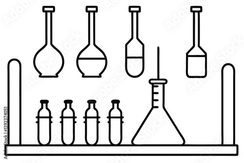 Titration Setup Line Art Featuring Key Elements of Titration Process