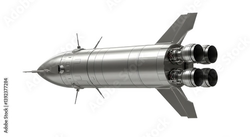 3D Rendered Rocket Spaceship Isolated on White Background