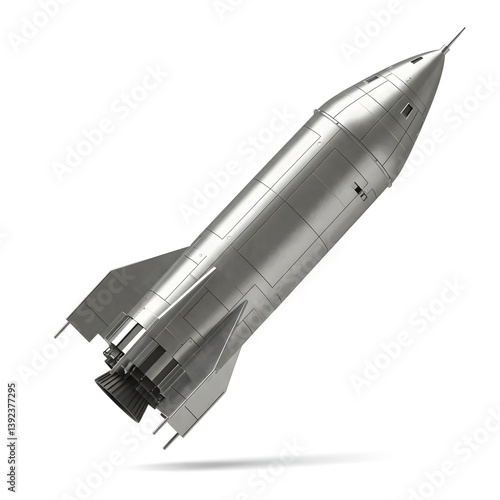 3D Rendered Rocket Spaceship Isolated on White Background