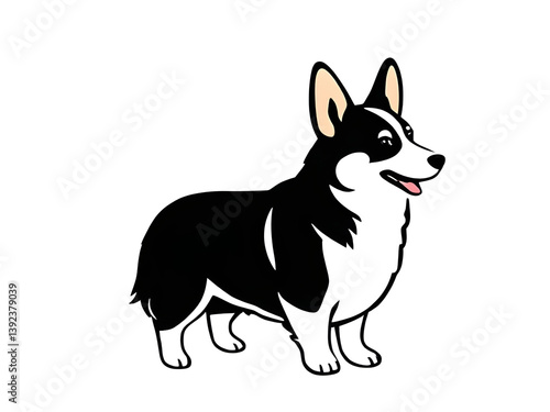 corgi dog illustration icon, black silhouette outline vector
