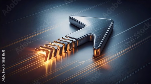 Polished digital design of a sleek arrow transitioning from glowing light into a defined path – Suitable for tech startups, futuristic branding, or leadership identity.