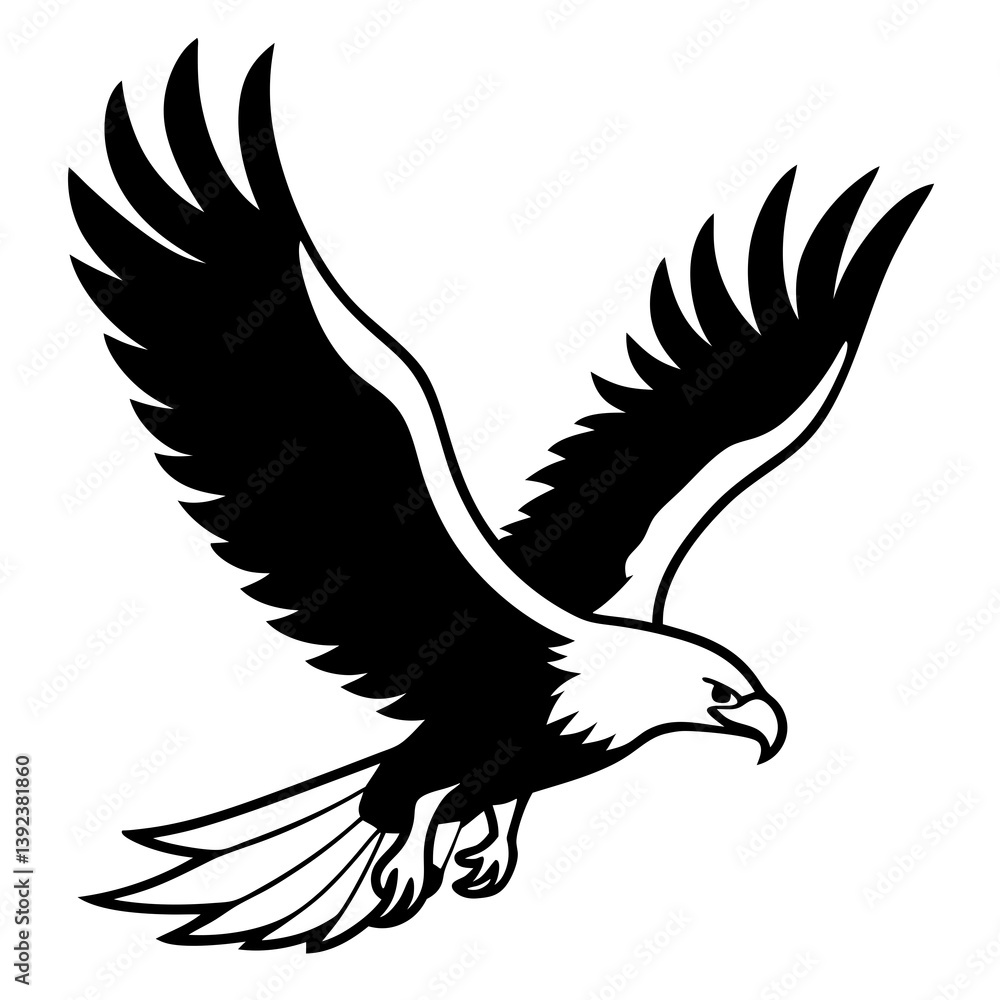 Fototapeta premium Eagle Soaring Vector Silhouette: Symbolizing Freedom and Strength