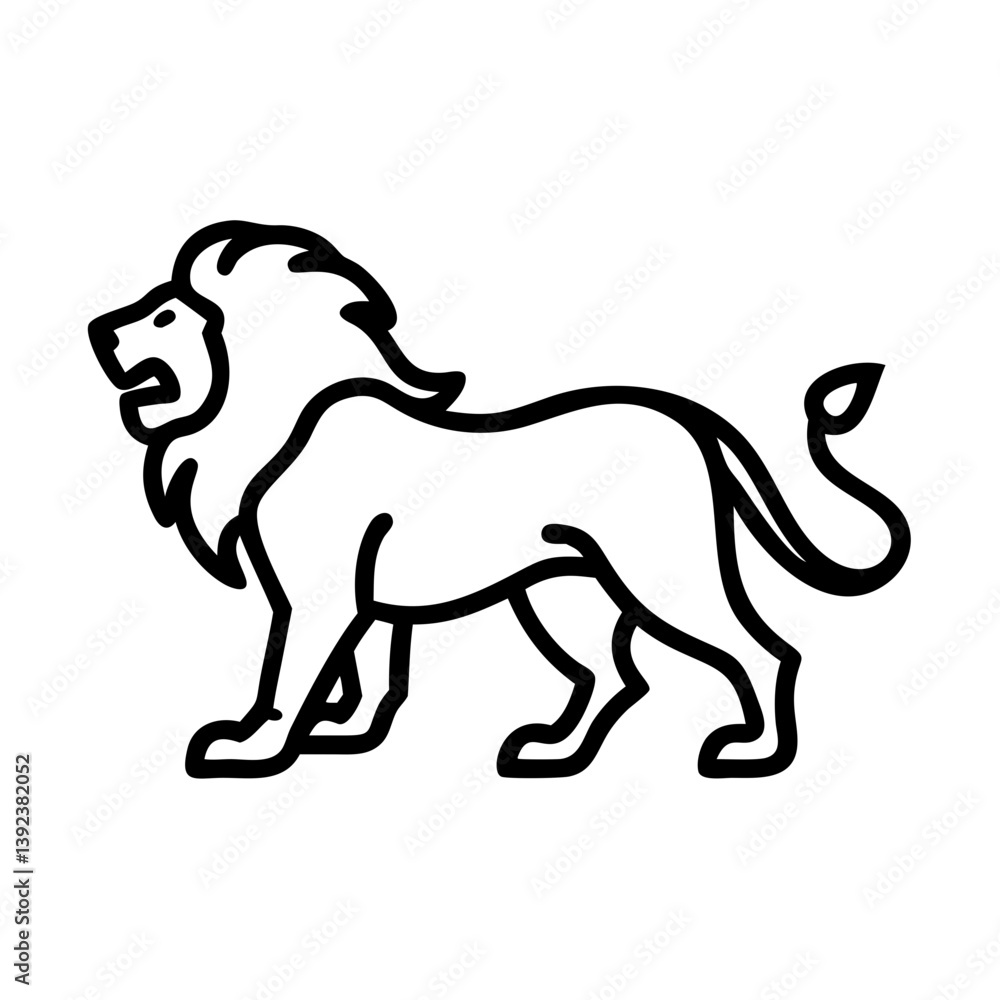 Obraz premium Vector Silhouette of Roaring Lion: Powerful Mane & Commanding Stance