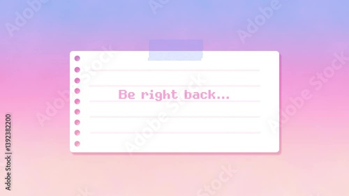 Be right back cute screen pixel font with typing effect 4k animation video for streamers and VTubers