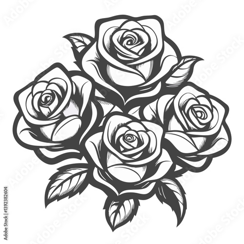 Wallpaper Mural Elegant silhouette Rose Bouquet Torontodigital.ca