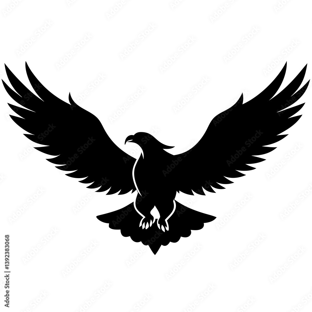 Fototapeta premium Eagle Soaring Vector Silhouette: Symbolizing Freedom and Strength