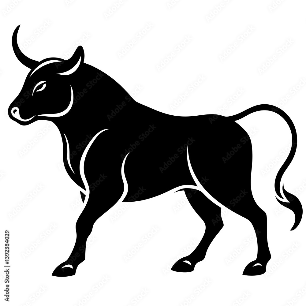 Fototapeta premium Powerful Bull Charging Stance: Fierce Animal Artwork