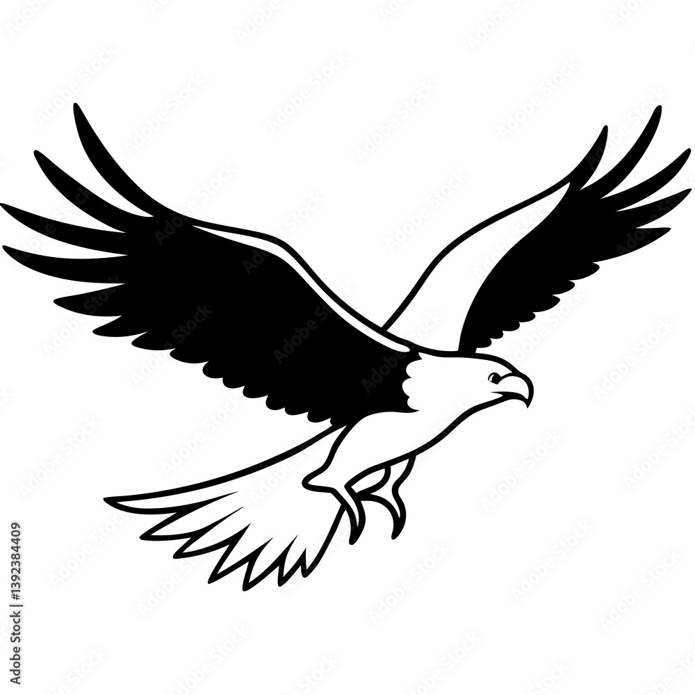 Fototapeta premium Eagle Soaring Vector Silhouette: Symbolizing Freedom and Strength