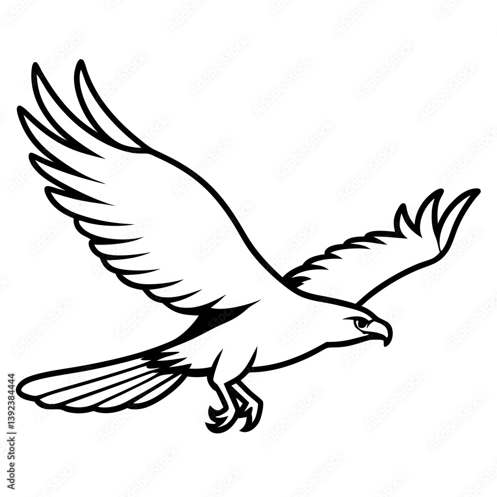 Fototapeta premium Eagle Soaring Vector Silhouette: Symbolizing Freedom and Strength