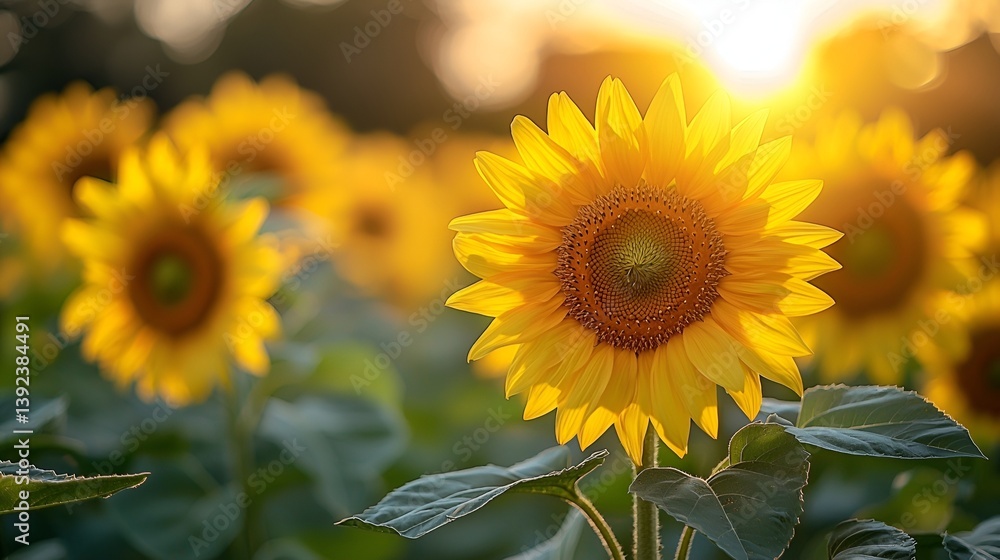 Fototapeta premium Sunflowers Field at Sunset