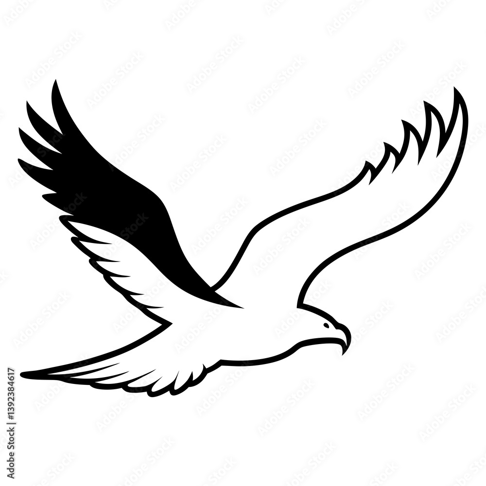 Eagle Soaring Vector Silhouette: Symbolizing Freedom and Strength Eagle Soaring Vector Silhouette: Symbolizing Freedom and Strength