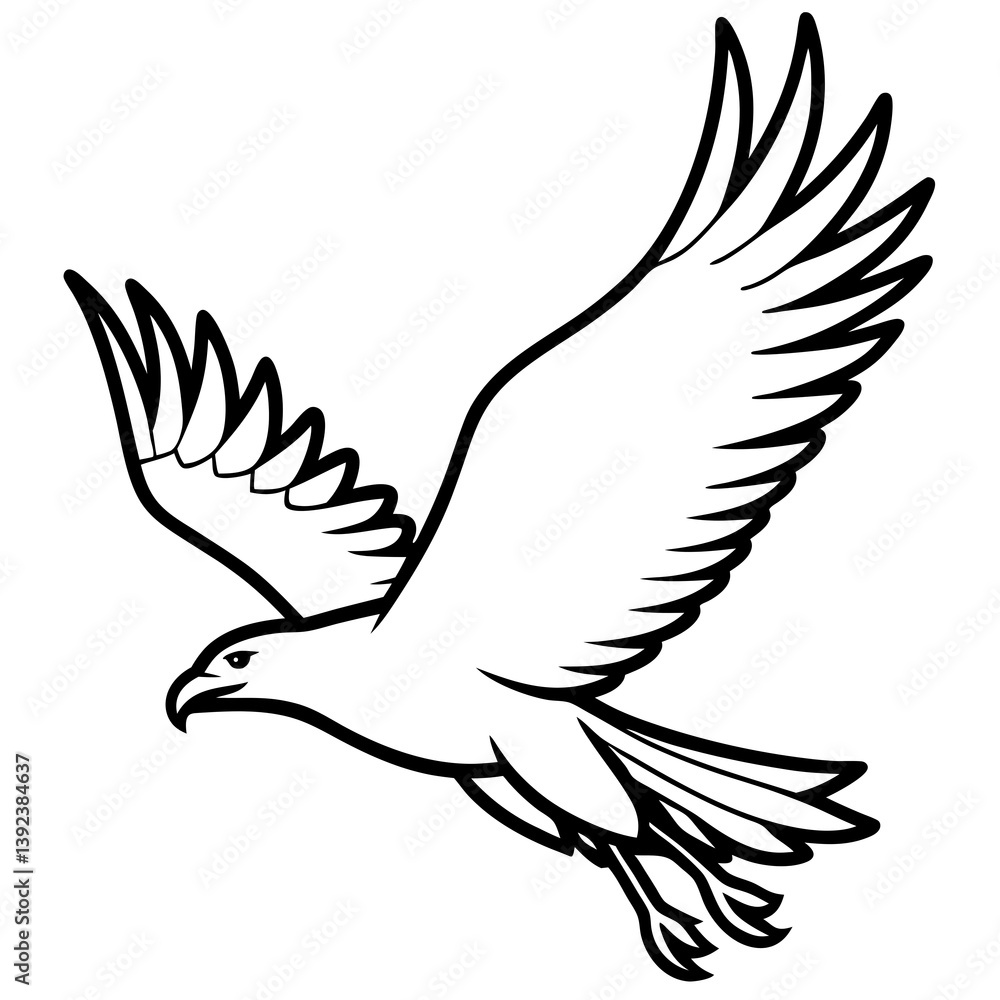 Obraz premium Eagle Soaring Vector Silhouette: Symbolizing Freedom and Strength