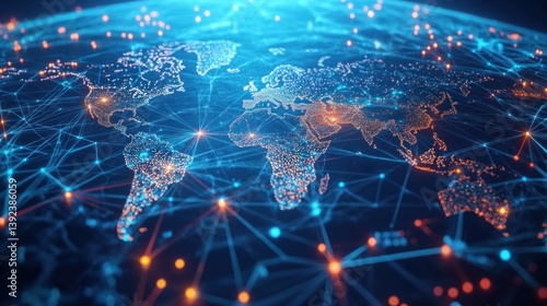 Global Network Connection Illustrating Digital Communication Flow