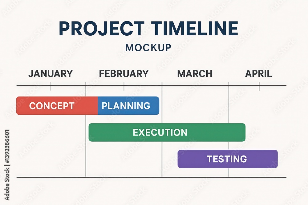 Fototapeta premium Project Timeline With Overlapping Stages From January to April
