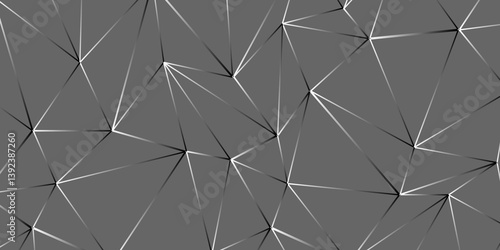 Geometric low poly graphic. Background of triangular facets. editable stroke width. Geometric lines with banner design. Abstract grey and silver random. Luxury black geometric random chaotic lines.
