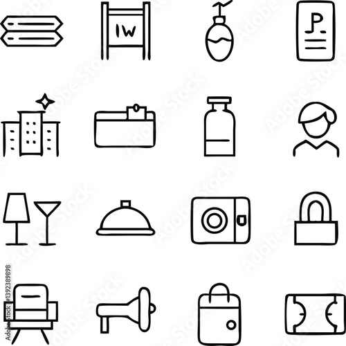 Hotel Icons Vector Art | Line Icon Pack for Travel, Booking & Hospitality