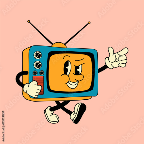 Groovy retro cartoon television character with a fun vintage vibe, full of personality and nostalgic charm