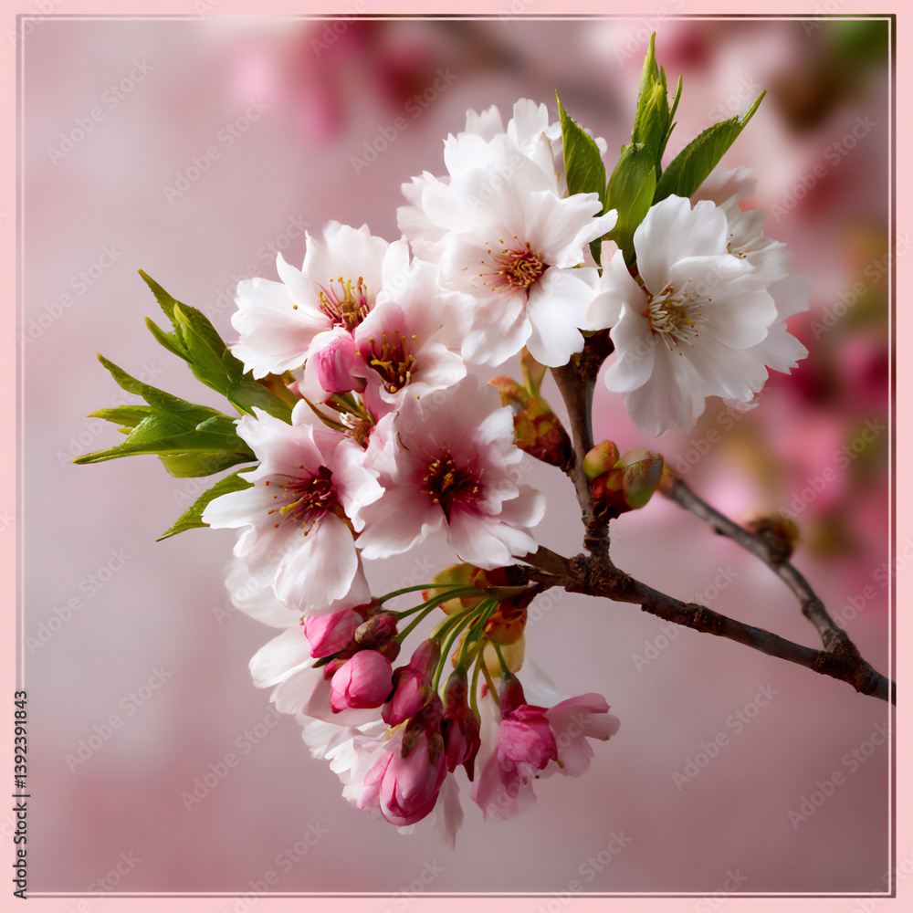 Obraz premium a close-up of delicate cherry blossoms in full bloom