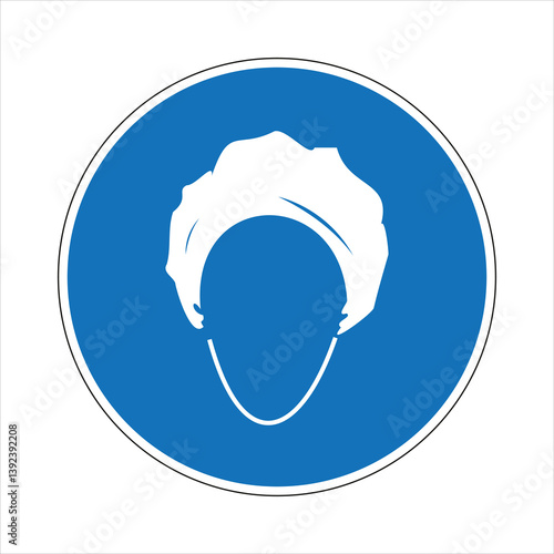 Blue mandatory sign indicating wearing hairnet for occupational safety and health