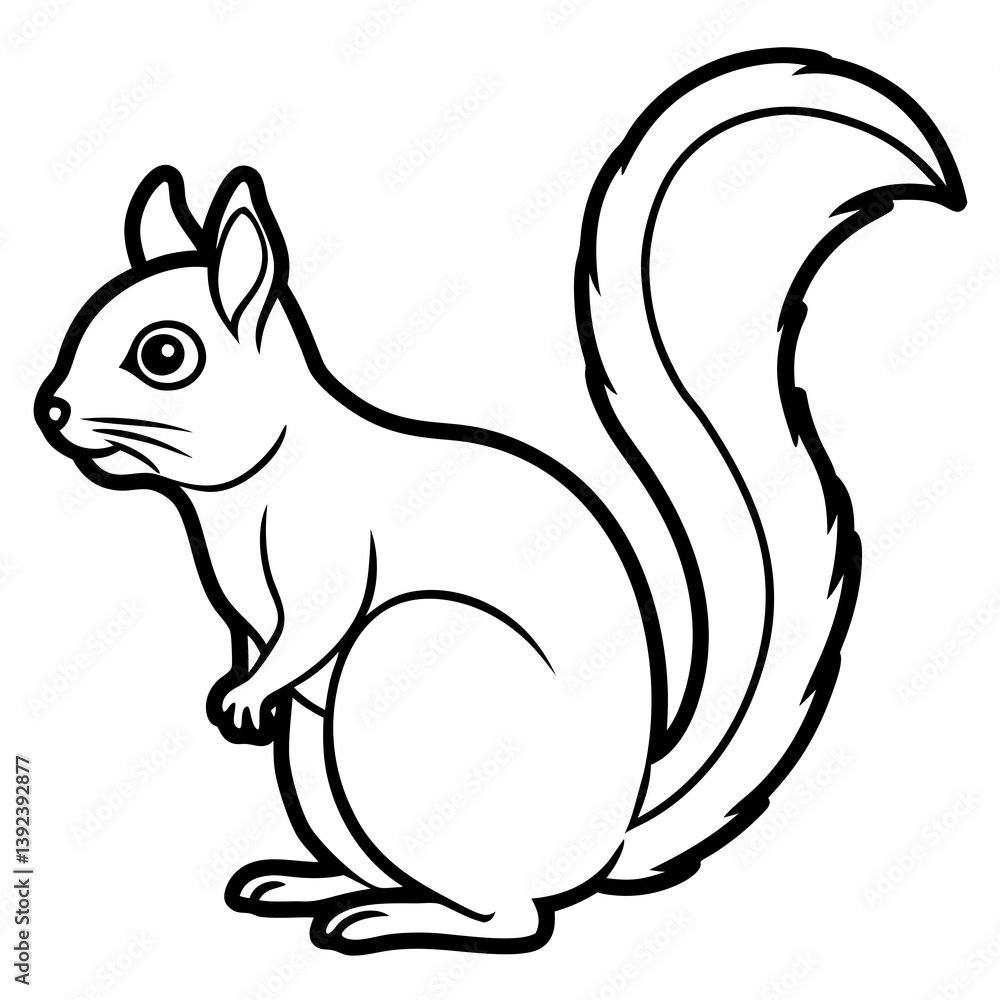 Naklejka premium Elegant Squirrel in One Line Design