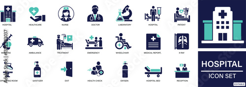  Hospital Icon Set Medical, Healthcare, Emergency, Treatment You can easily change the color.