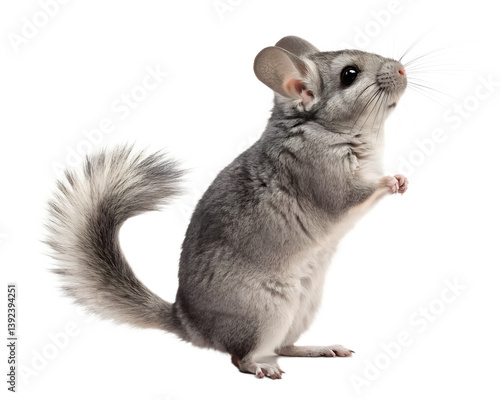 A charming chinchilla standing upright  cow isolated on a transparent background