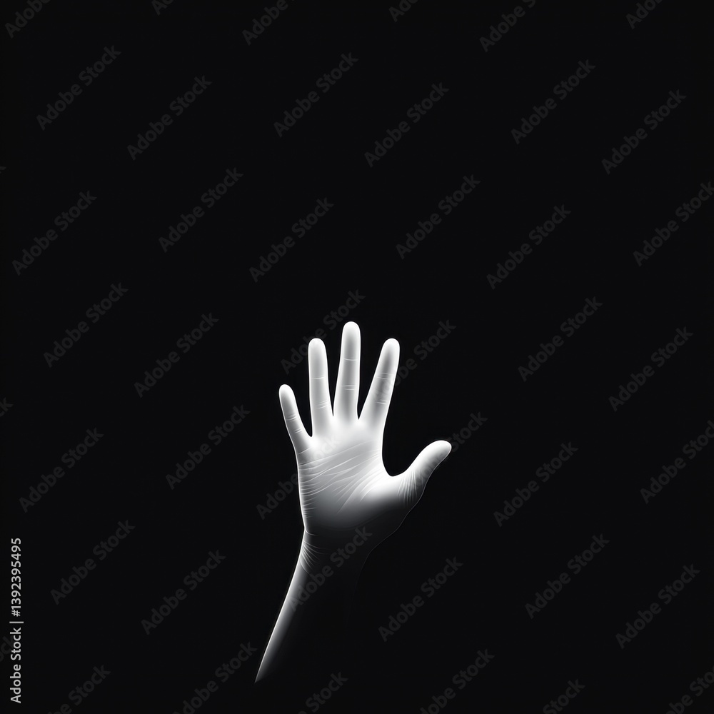 A solitary white hand reaches out against a stark black background, evoking feelings of longing and search for connection. A solitary white hand reaches out against a stark black background, evoking feelings of longing and search for connection.